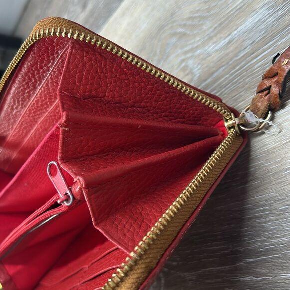*dooney & bourke red pebble grain full zip wallet - Picture 10 of 16